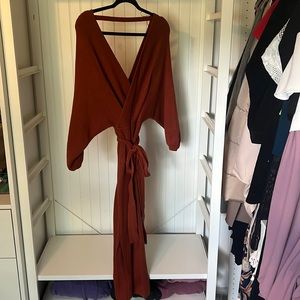 Brown Knit Off the shoulder Dress